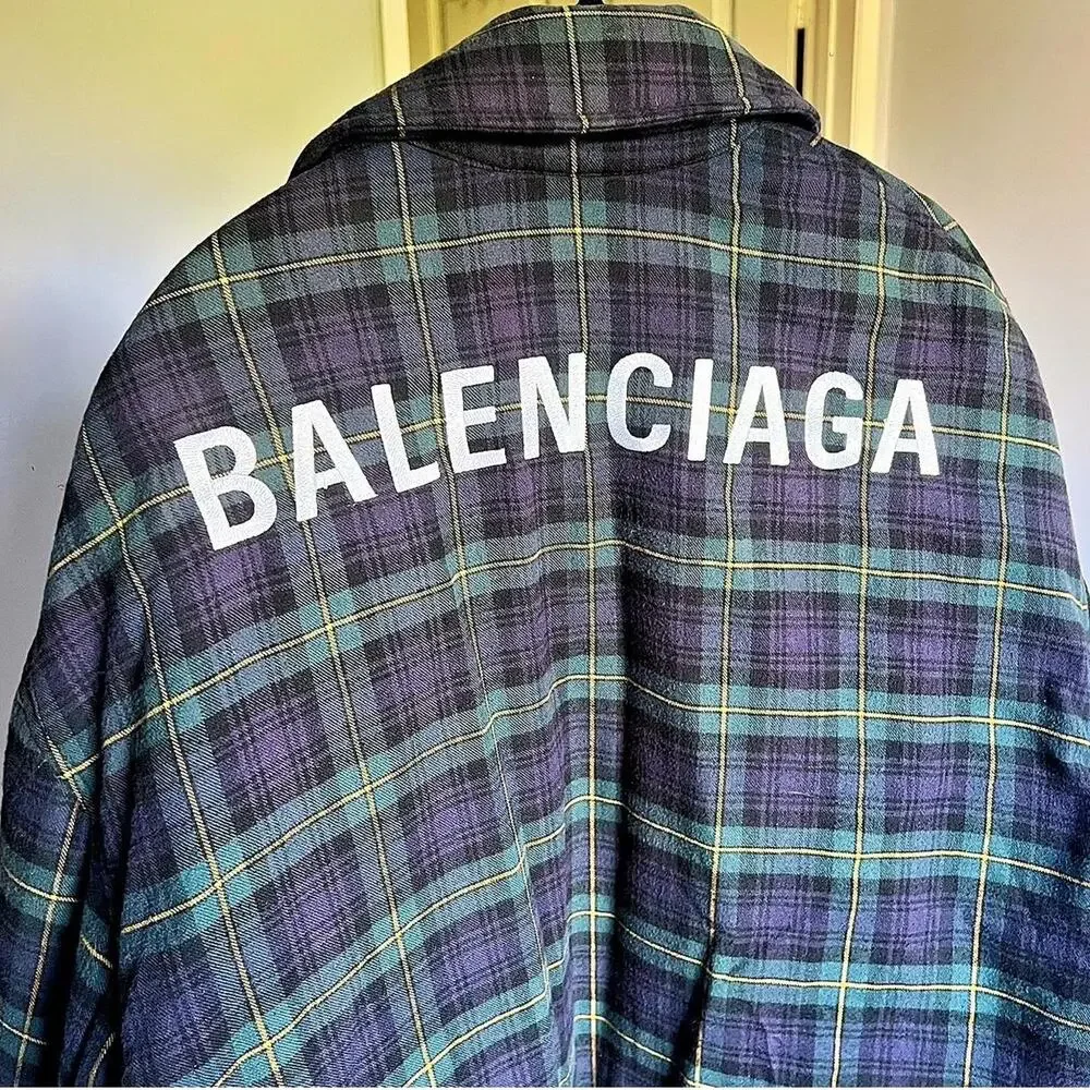 Balenciaga flannel padded puffer jacket